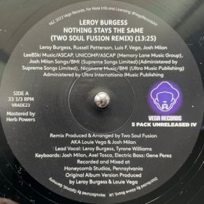 Download track Nothing Stays The Same (Two Soul Fusion Remix) Leroy Burgess