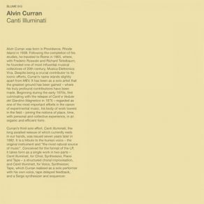 Download track Canti Illuminati: For Voice, Synthesizer, Tape Alvin Curran